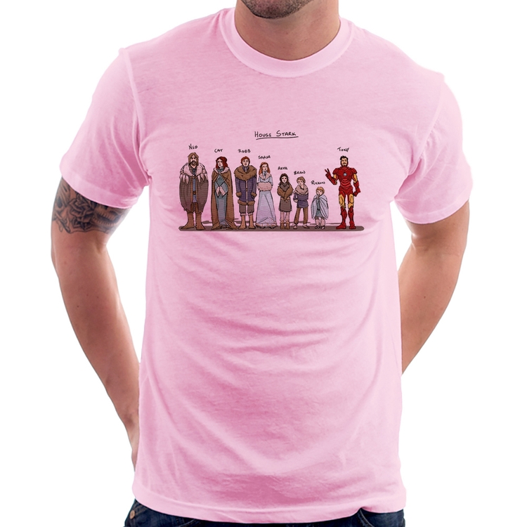 Camiseta House Stark Tony Stark - Rosa Bebê