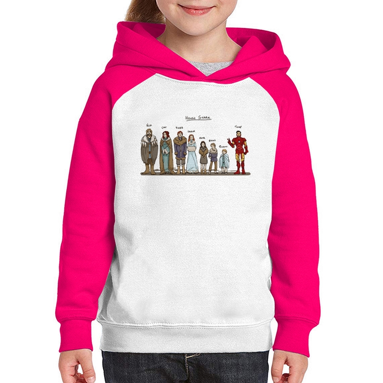 Moletom Infantil House Stark Tony Stark - Branco/Rosa