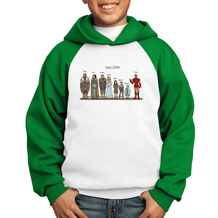 Moletom Infantil House Stark Tony Stark - Branco/Verde