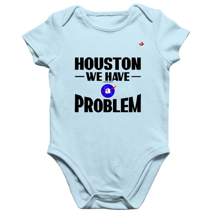 Body Bebê Algodão Houston, we have a problem - Azul Bebê