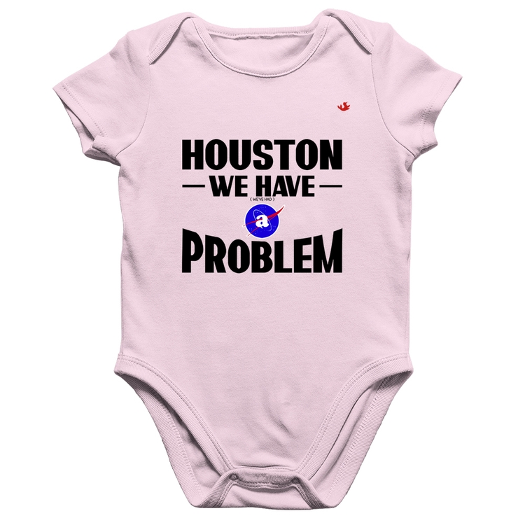 Body Bebê Algodão Houston, we have a problem - Rosa Bebê