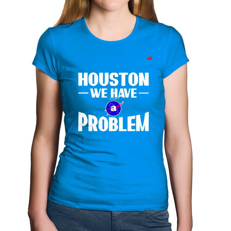 Baby Look Algodão Houston, we have a problem - Azul