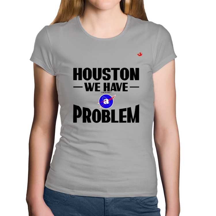 Baby Look Algodão Houston, we have a problem - Cinza