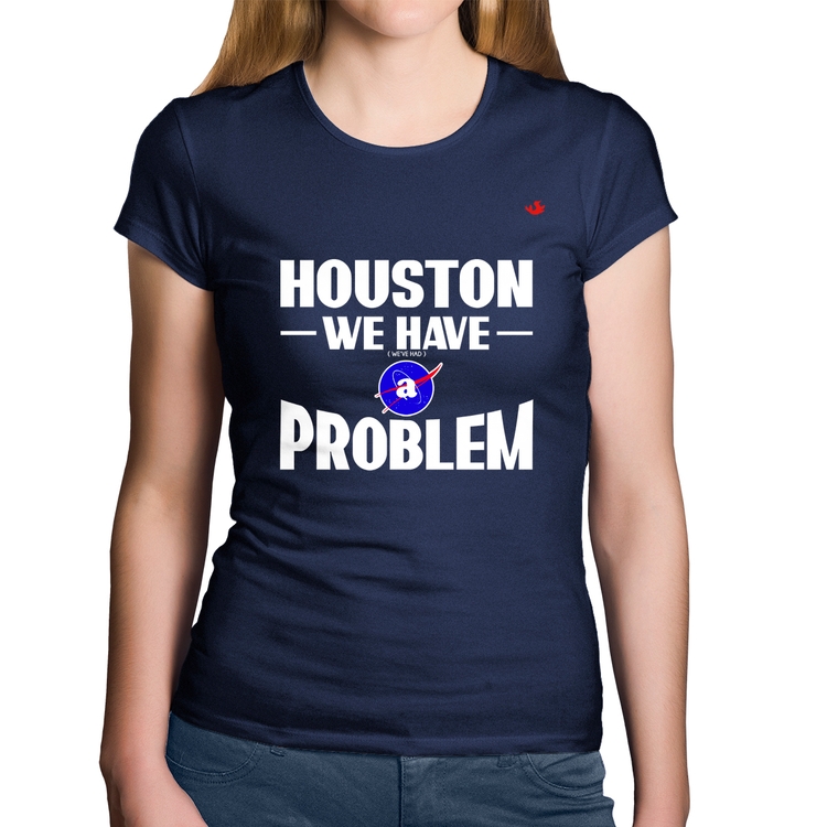 Baby Look Algodão Houston, we have a problem - Marinho