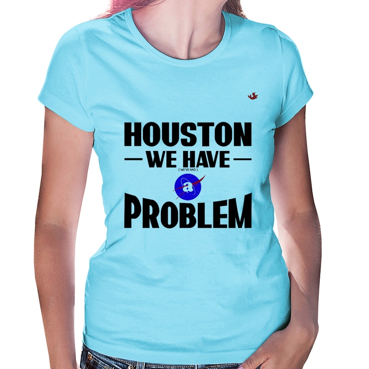 Baby Look Houston, we have a problem - Azul Bebê