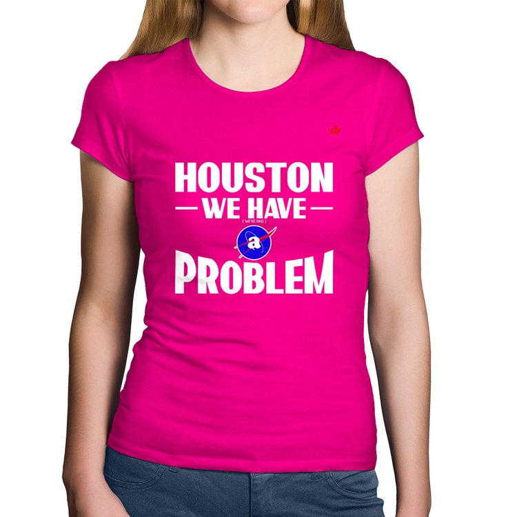 Baby Look Algodão Houston, we have a problem - Rosa
