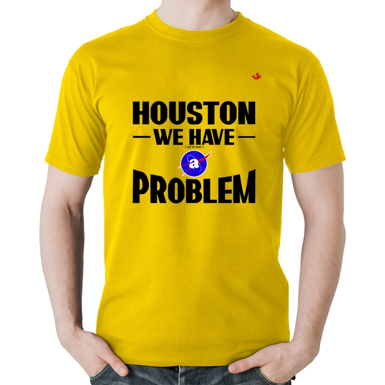 Camiseta Algodão Houston, we have a problem - Amarela