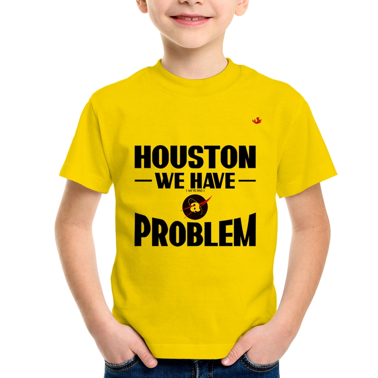 Camiseta Infantil Houston, we have a problem - Amarela