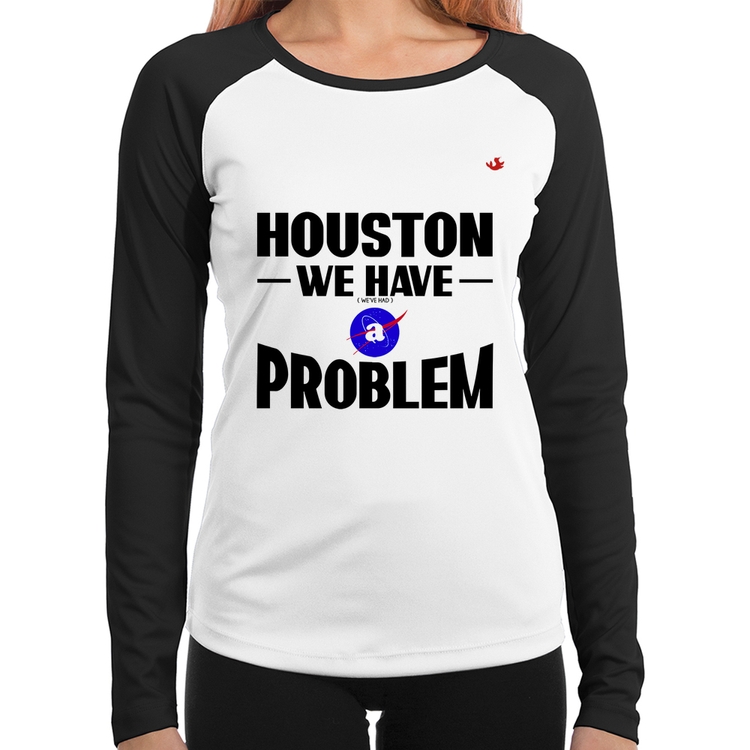 Baby Look Raglan Houston, we have a problem Manga Longa