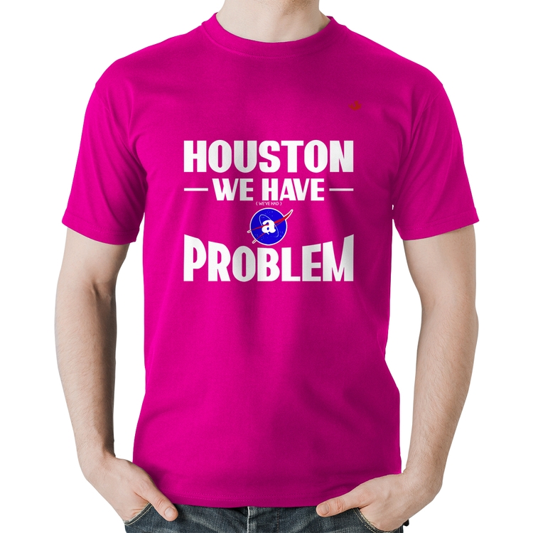 Camiseta Algodão Houston, we have a problem - Rosa