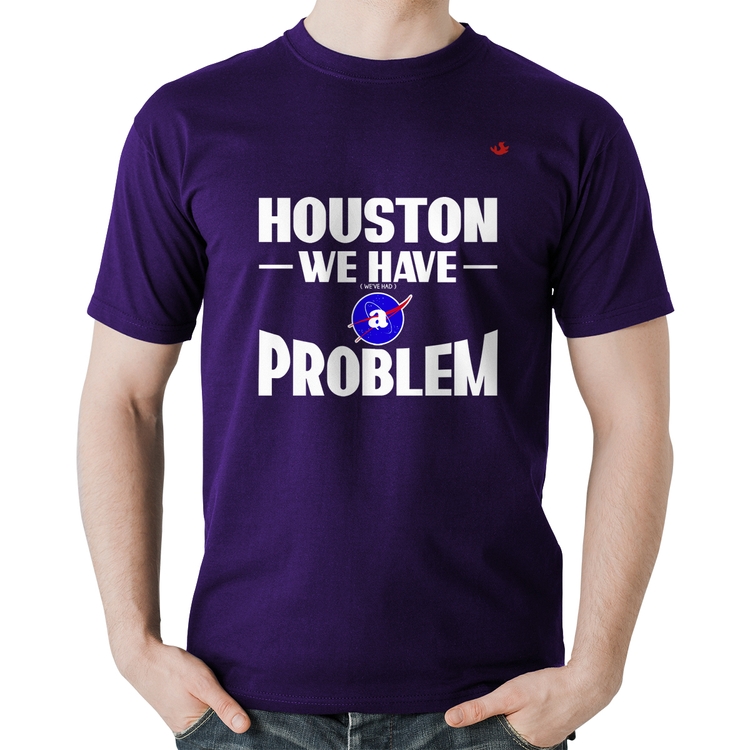 Camiseta Algodão Houston, we have a problem - Roxa