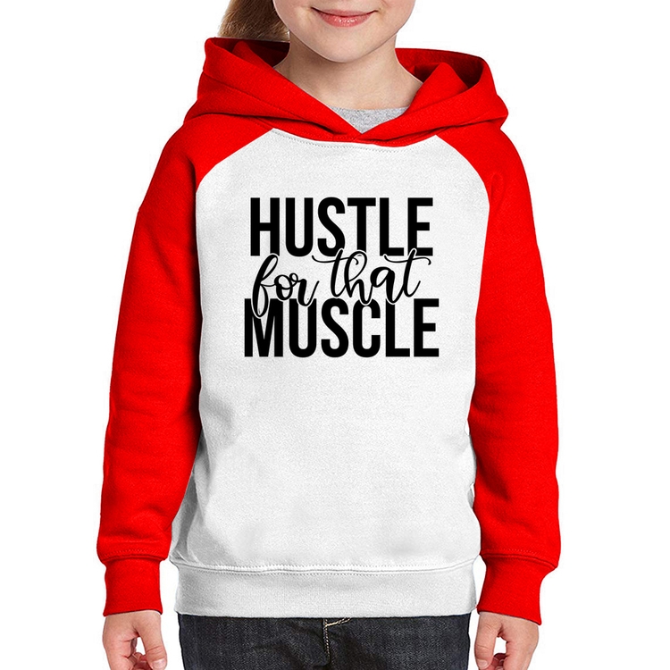 Moletom Infantil Hustle For That Muscle - Branco/Vermelho