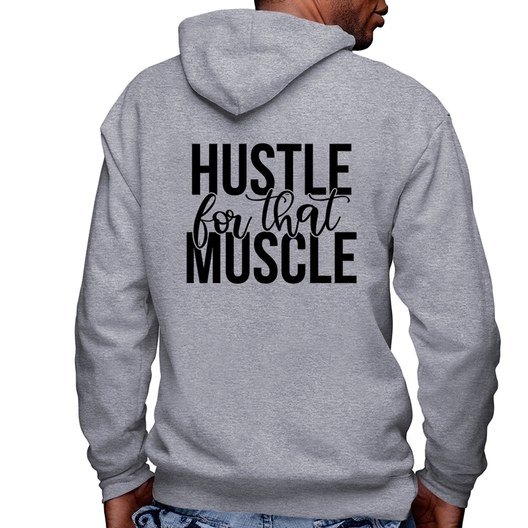 Blusa Moletom Hustle For That Muscle Masculina com Capuz e Zíper - Mescla