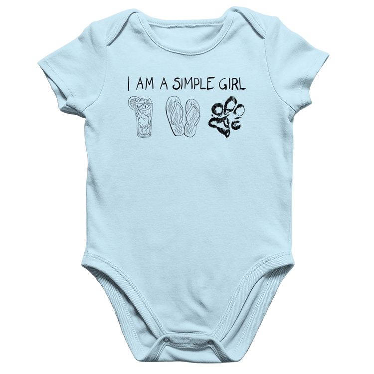 Body Bebê Algodão I Am A Simple Girl - Azul Bebê