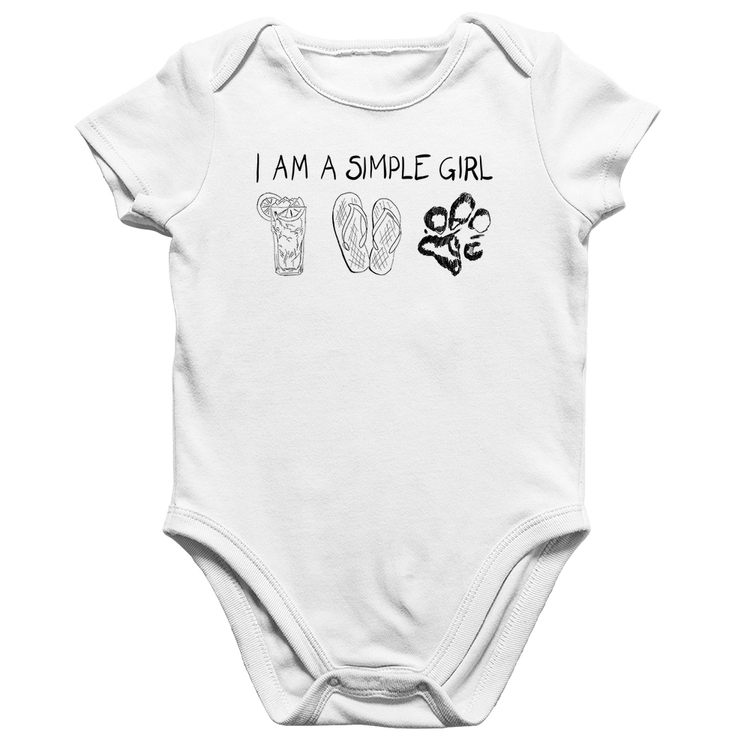 Body Bebê Algodão I Am A Simple Girl - Branco