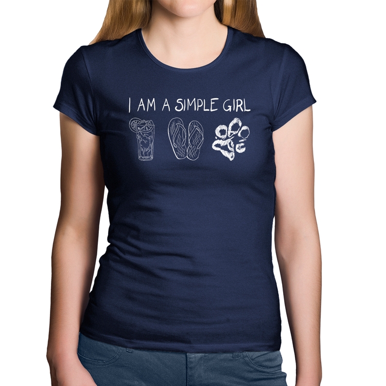 Baby Look Algodão I Am A Simple Girl - Marinho