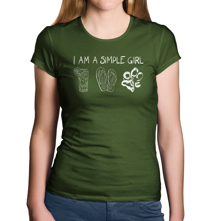 Baby Look Algodão I Am A Simple Girl - Musgo