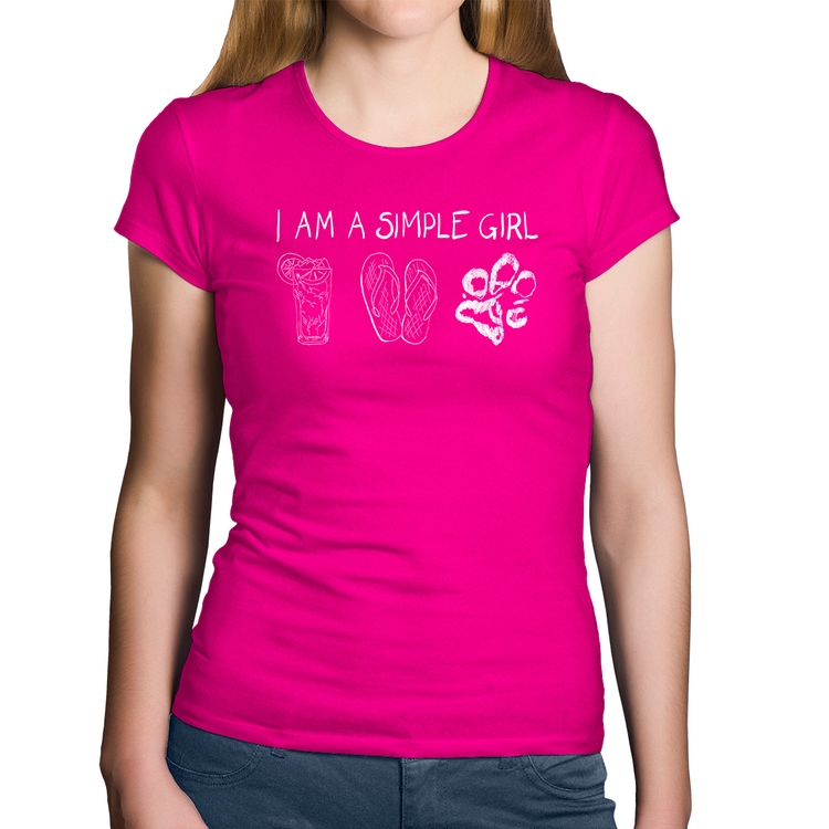 Baby Look Algodão I Am A Simple Girl - Rosa