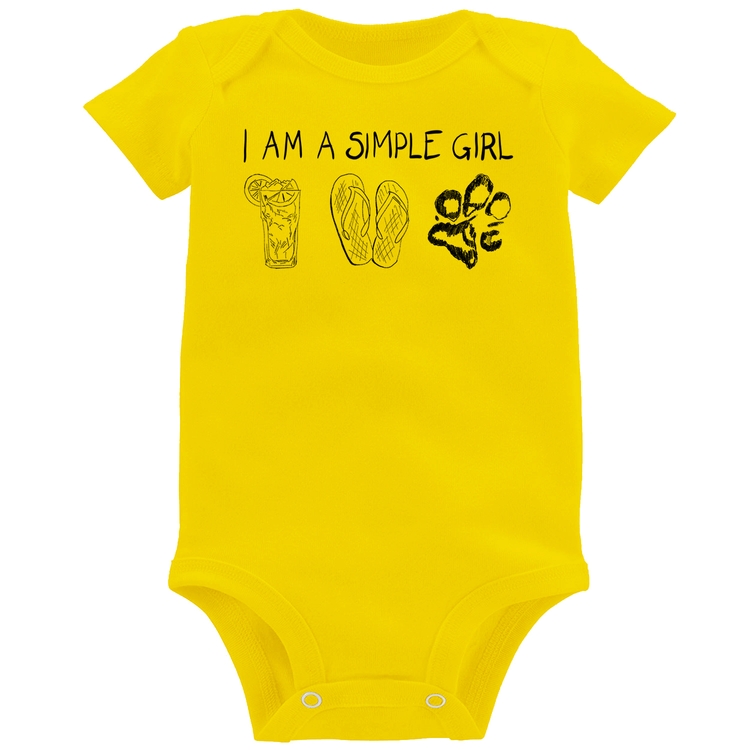 Body Bebê I Am A Simple Girl - Amarelo