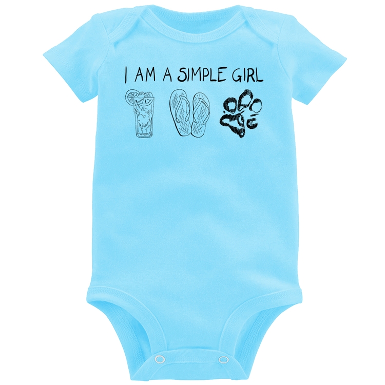 Body Bebê I Am A Simple Girl - Azul Bebê