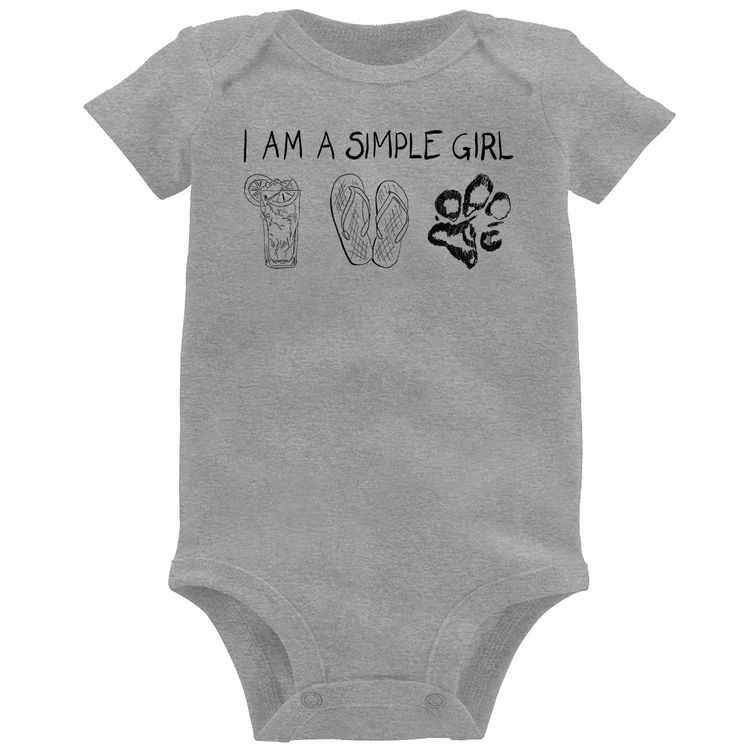 Body Bebê I Am A Simple Girl - Cinza