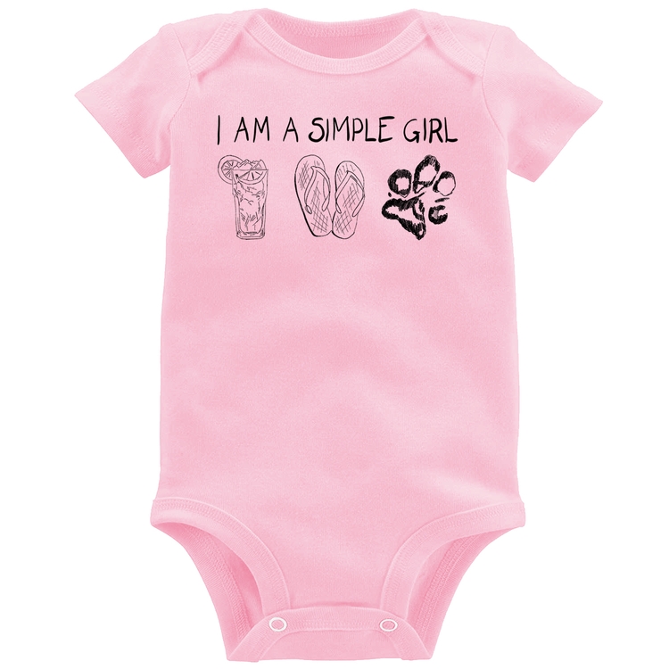 Body Bebê I Am A Simple Girl - Rosa Bebê