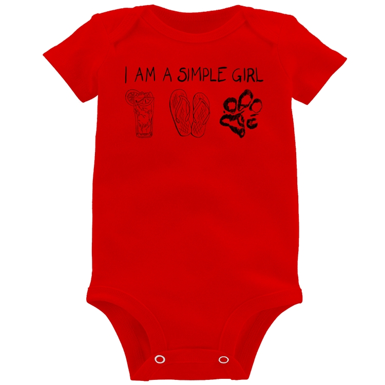 Body Bebê I Am A Simple Girl - Vermelho