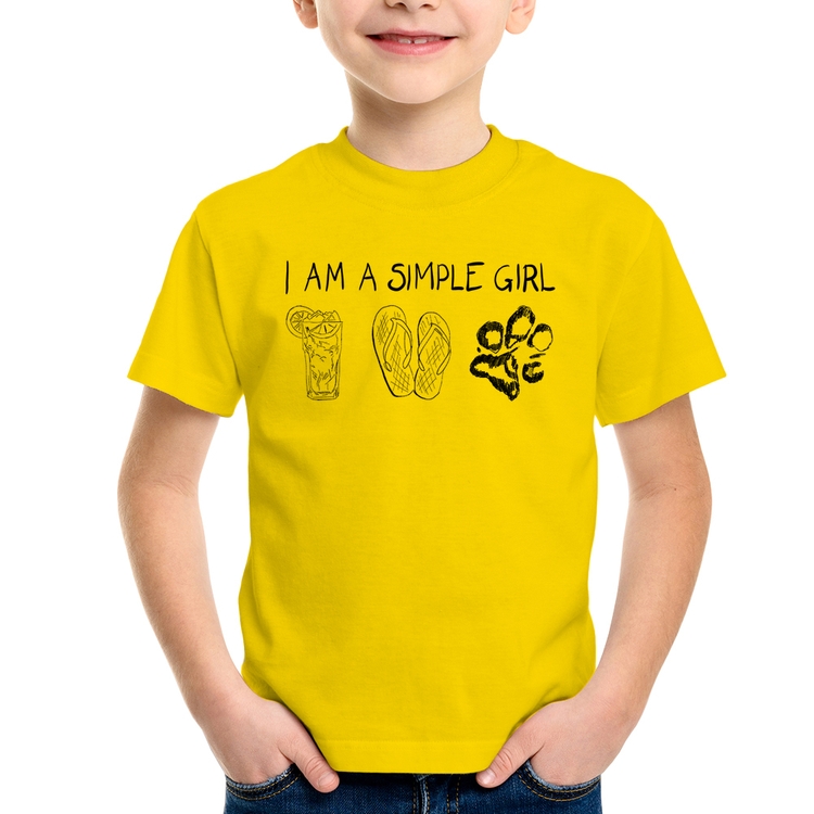 Camiseta Infantil I Am A Simple Girl - Amarela