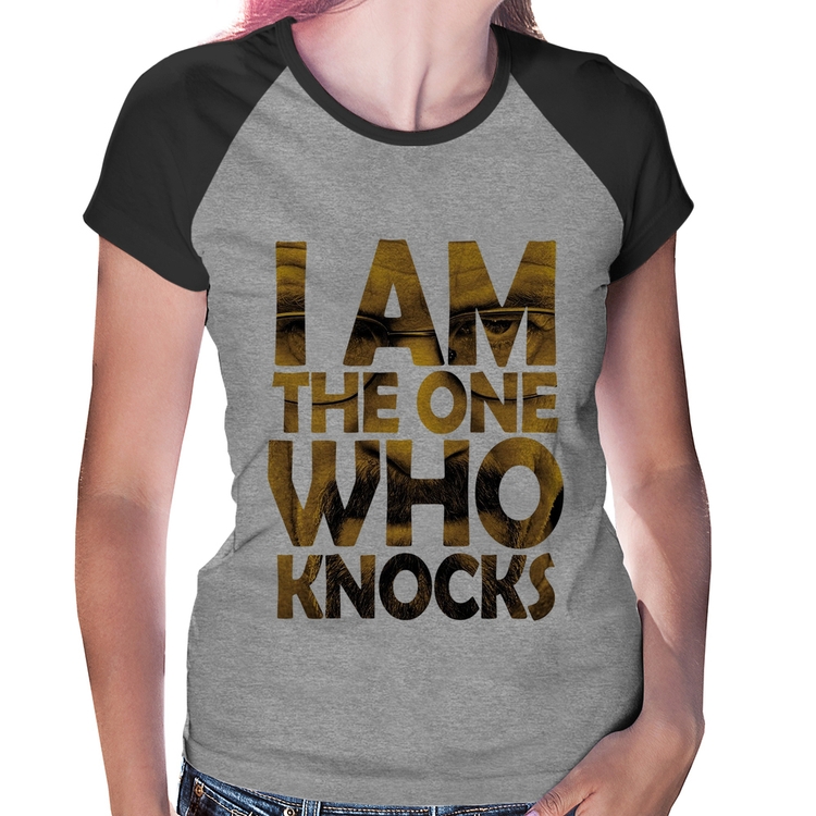 Baby Look Raglan I Am The One Who Knocks - Cinza/Preto