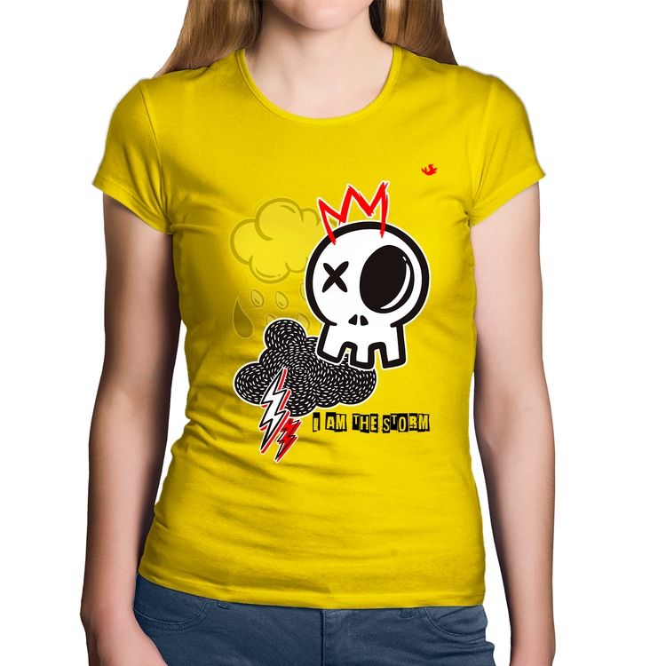 Baby Look Algodão I am the storm - Amarela