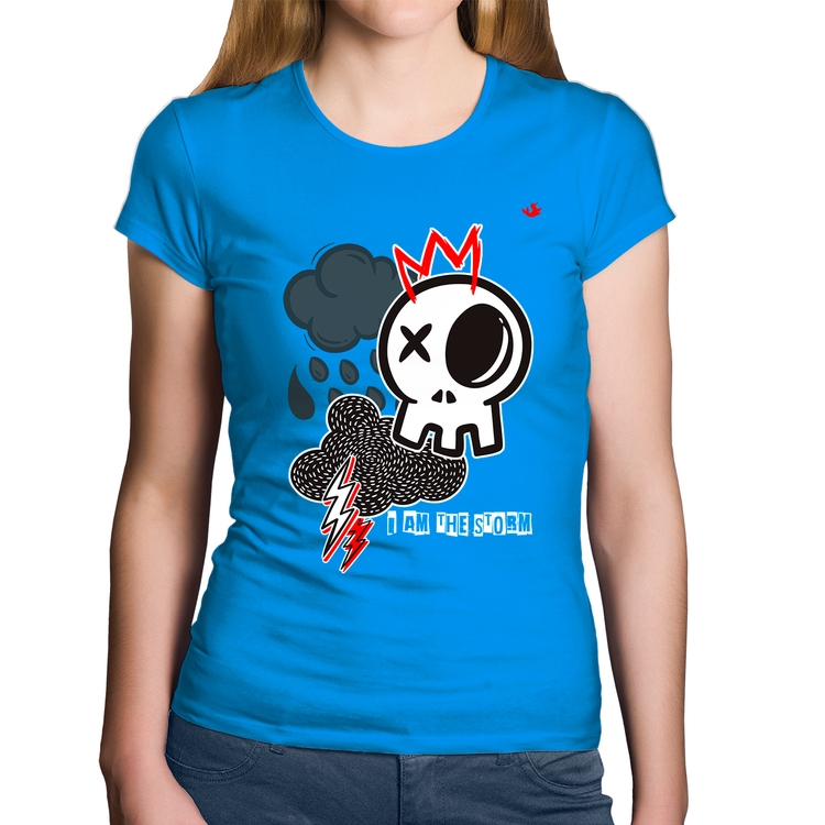 Baby Look Algodão I am the storm - Azul