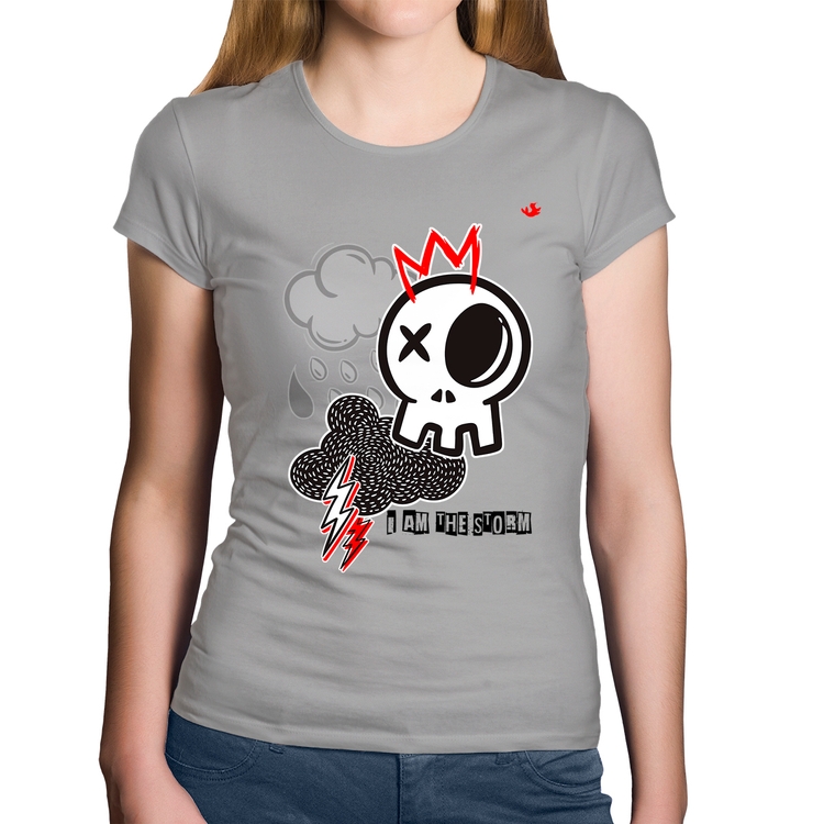 Baby Look Algodão I am the storm - Cinza