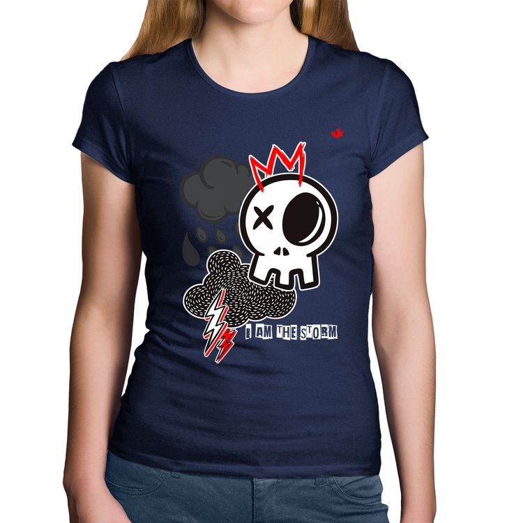 Baby Look Algodão I am the storm - Marinho