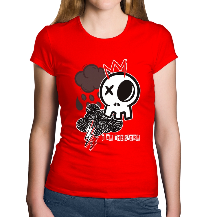 Baby Look Algodão I am the storm - Vermelha