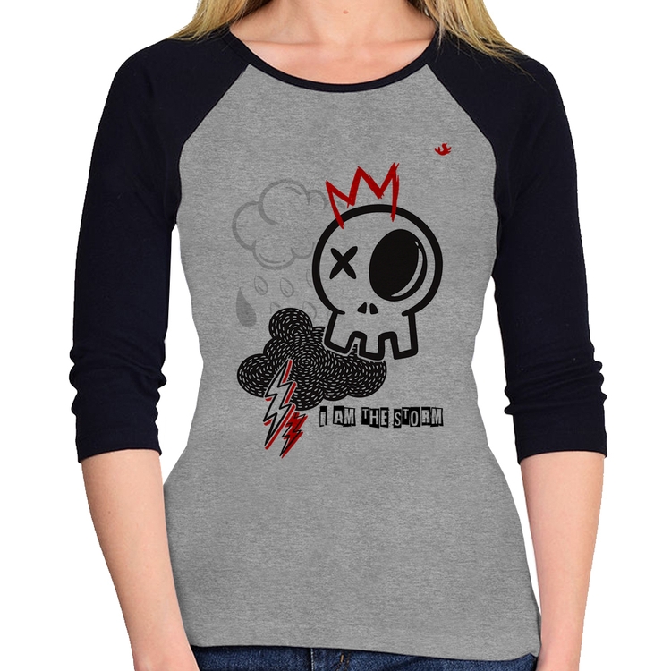 Baby Look Raglan I am the storm Manga 3/4 - Cinza/Preto