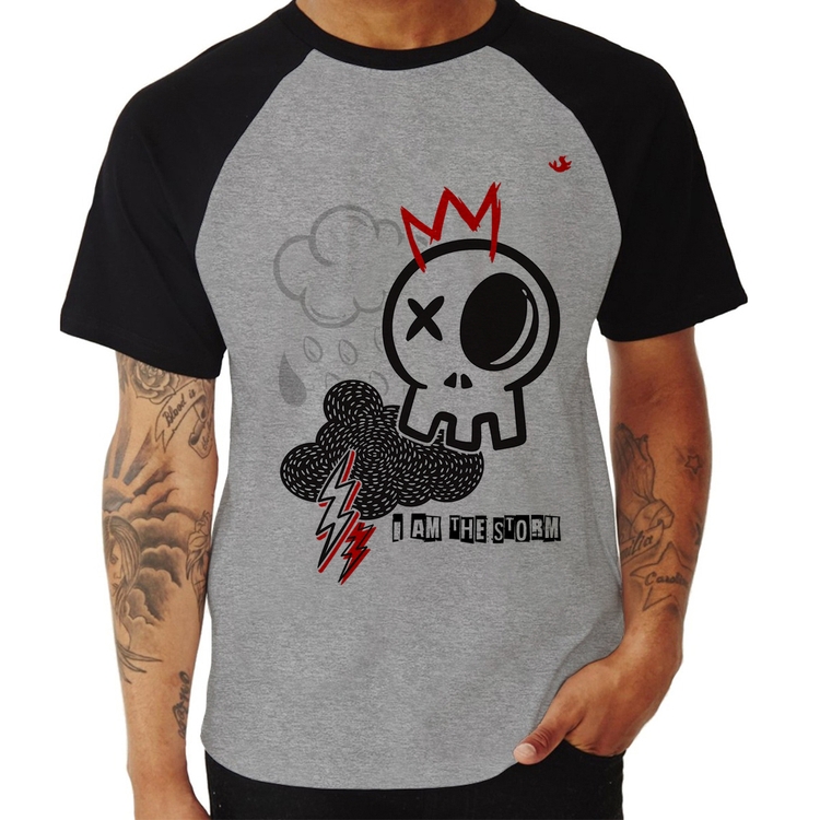 Camiseta Raglan I am the storm - Cinza/Preto