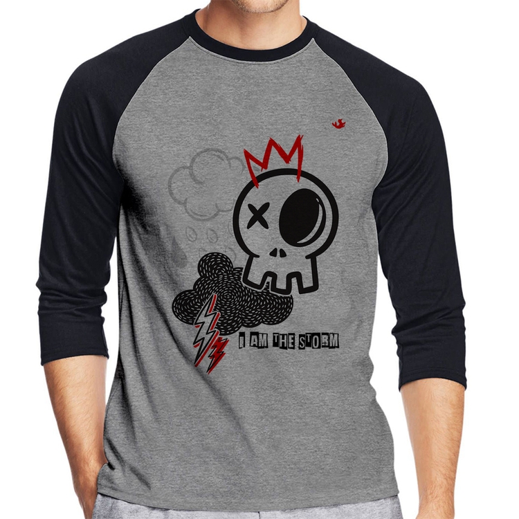 Camiseta Raglan I am the storm Manga 3/4 - Cinza/Preto