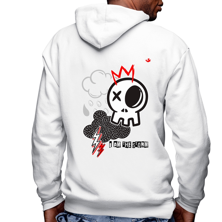 Blusa Moletom I am the storm Masculina com Capuz e Zíper - Branca