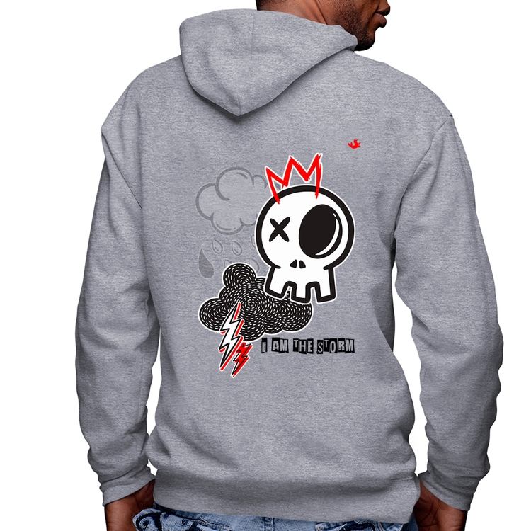 Blusa Moletom I am the storm Masculina com Capuz e Zíper - Mescla