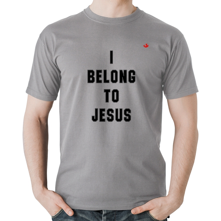 Camiseta Algodão I belong to Jesus - Cinza