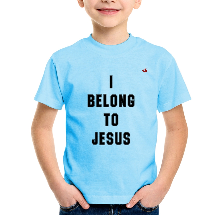 Camiseta Infantil I belong to Jesus - Azul Bebê