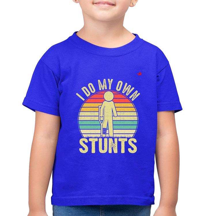 Camiseta Algodão Infantil I do my own stunts - Azul Royal