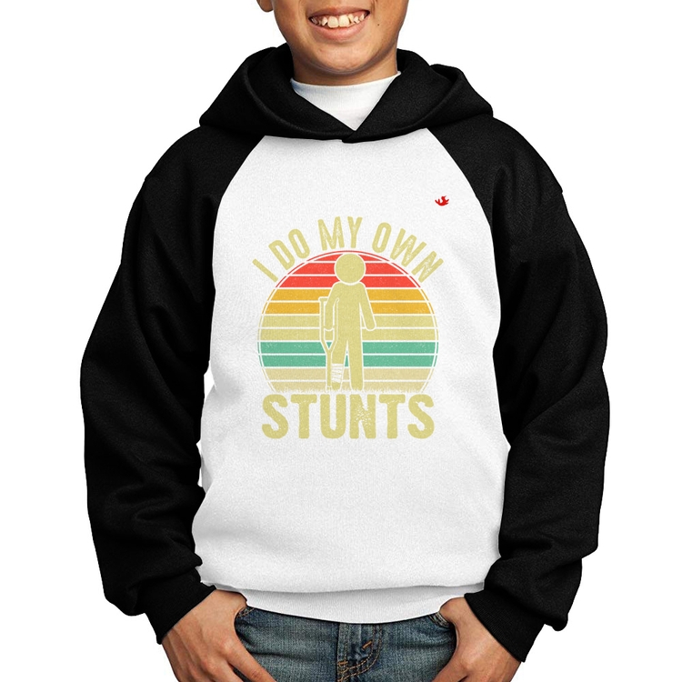 Moletom Infantil I do my own stunts - Branco/Preto