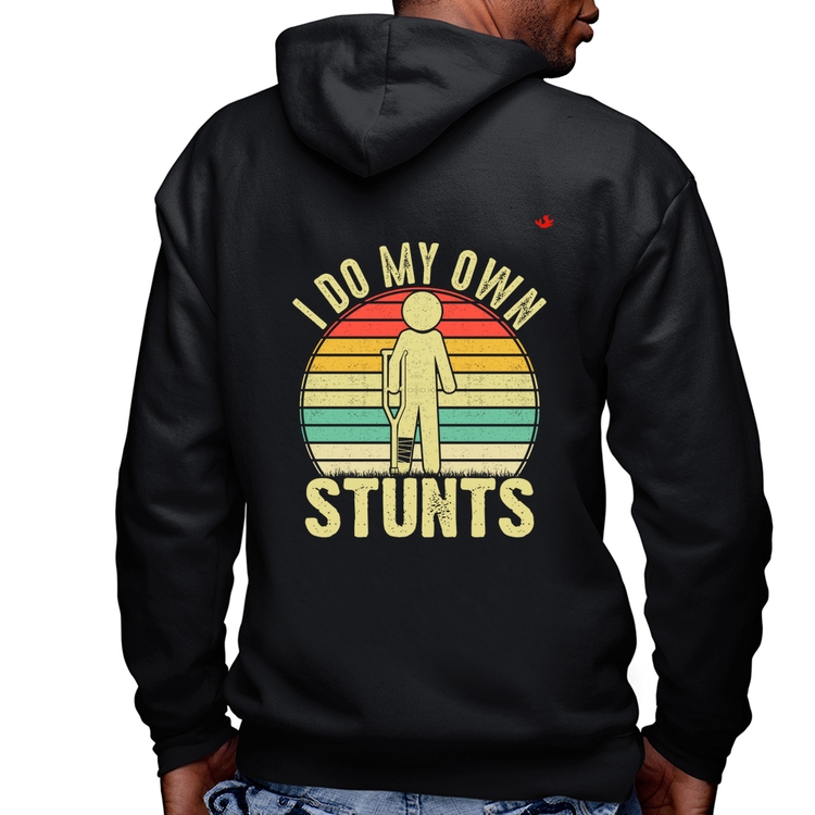 Blusa Moletom I do my own stunts Masculina com Capuz e Zíper