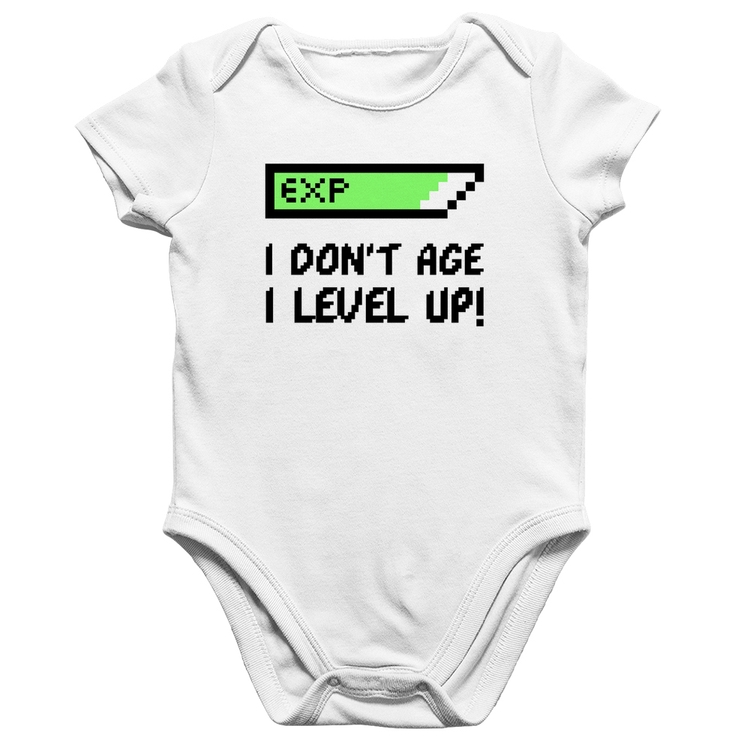 Body Bebê Algodão I Don't Age, I Level Up - Branco