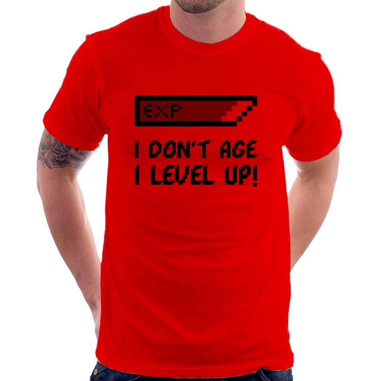 Camiseta I Don't Age, I Level Up - Vermelha