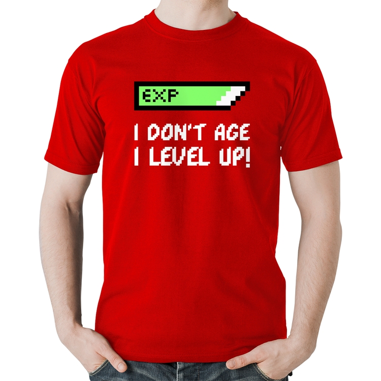 Camiseta Algodão I Don't Age, I Level Up - Vermelha