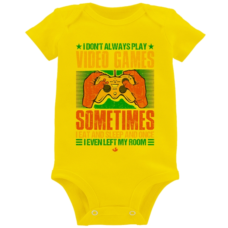 Body Bebê I don't always play videogames - Amarelo