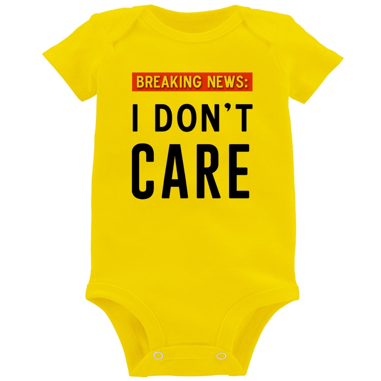 Body Bebê I don't care - Amarelo
