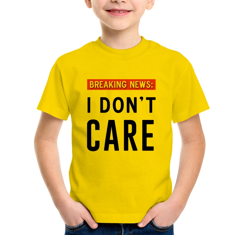 Camiseta Infantil I don't care - Amarela